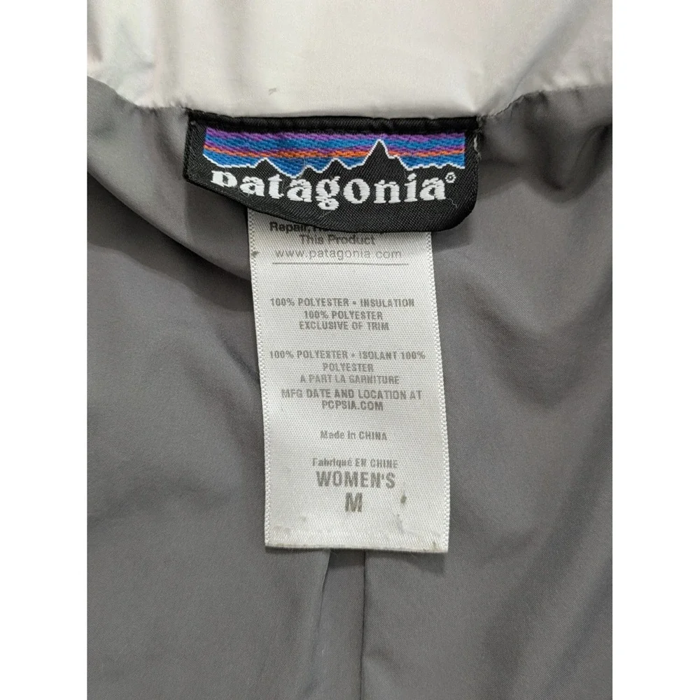 Patagonia Puffer Jacket Women Worn Wear® Low Sky Sz‎ Med Parka Gray Lightweight